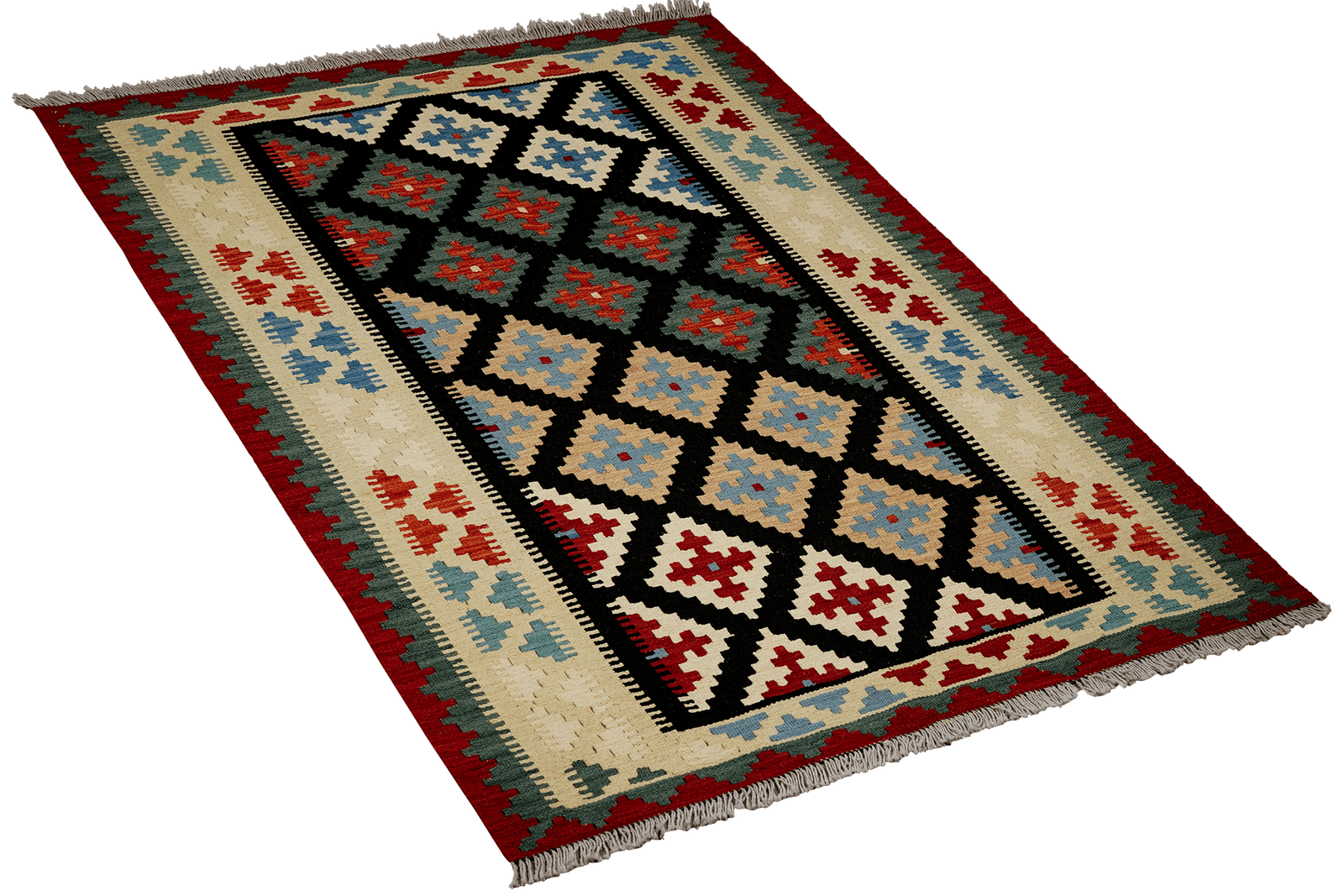 Kelim Gashgai — Handmade, 130x180 cm, Black, 100% Virgin Wool | View 4