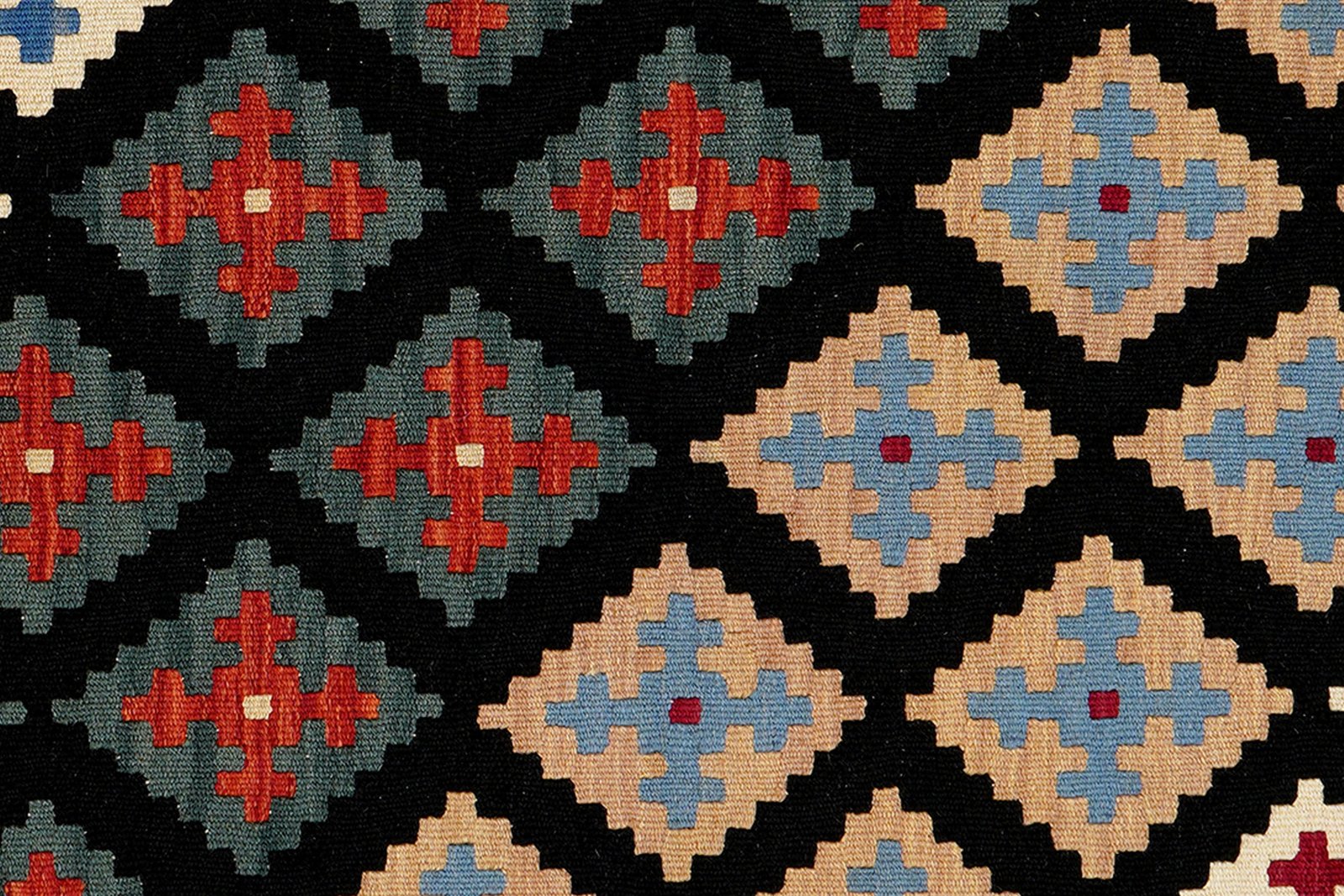 Kelim Gashgai — Handmade, 130x180 cm, Black, 100% Virgin Wool | View 5