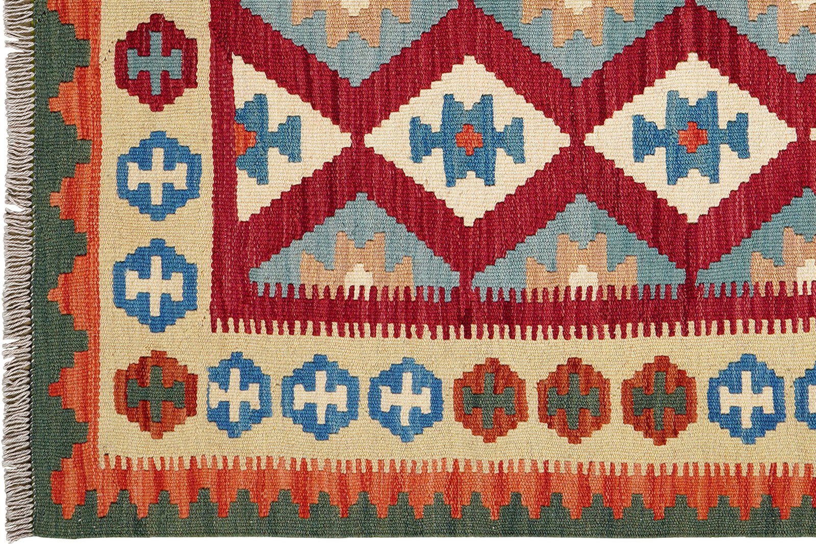 Kelim Gashgai — Handmade, 123x175 cm, Red, 100% Virgin Wool | View 3