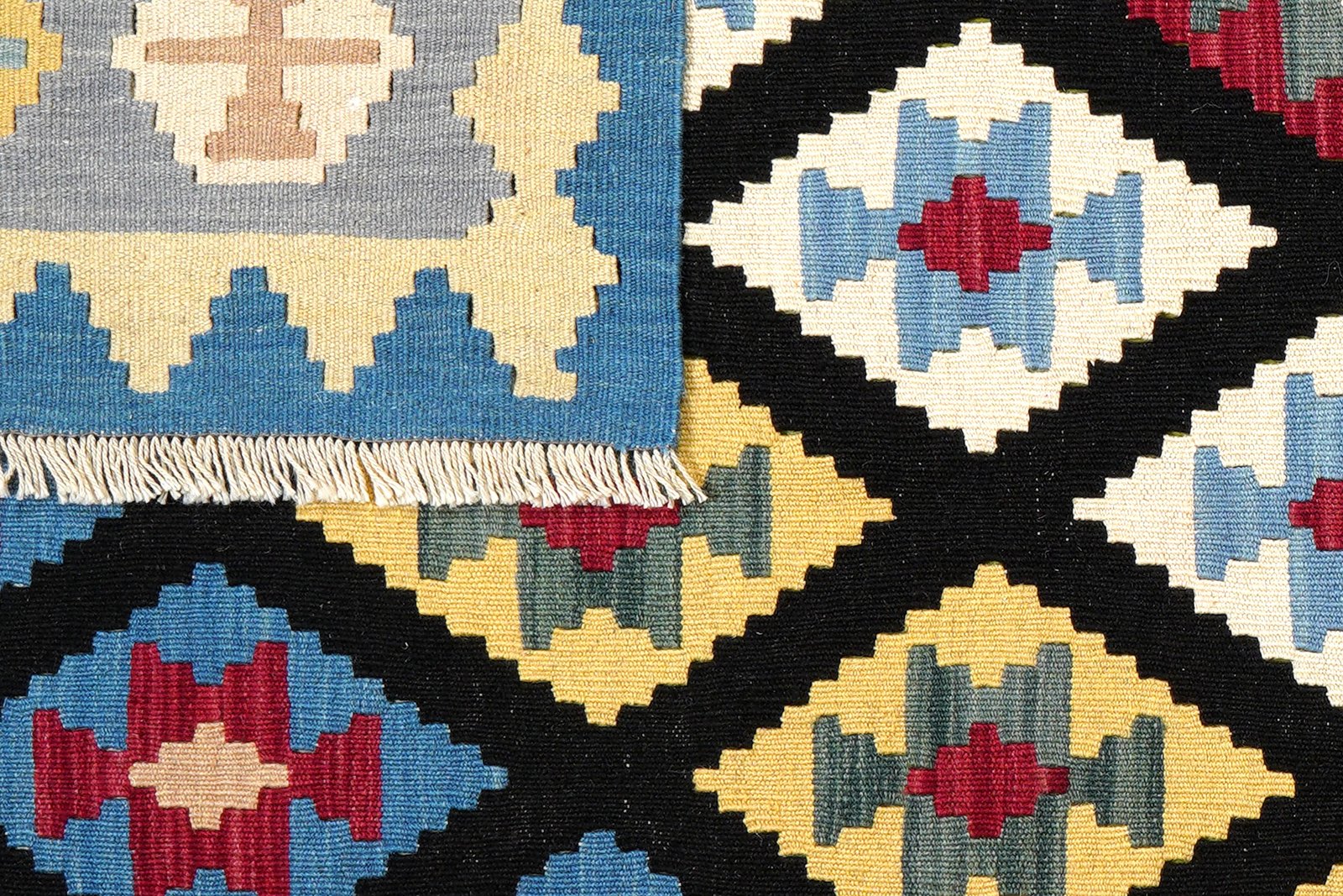 Kelim Gashgai — Handmade, 173x246 cm, Black, 100% Virgin Wool | View 6