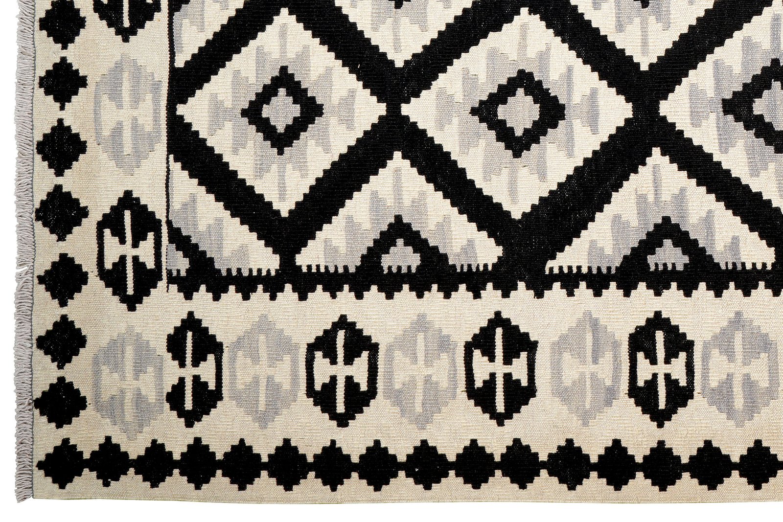 Kelim Gashgai — Handmade, 172x243 cm, Black, 100% Virgin Wool | View 3