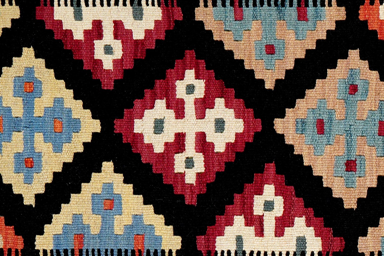 Kelim Gashgai — Handmade, 103x146 cm, Black, 100% Virgin Wool | View 5