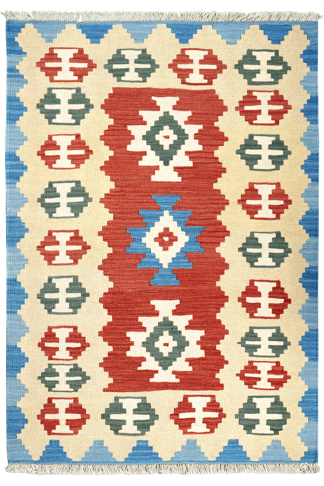 Kelim Gashgai — Handmade, 103x150 cm, Red, 100% Virgin Wool | Main view