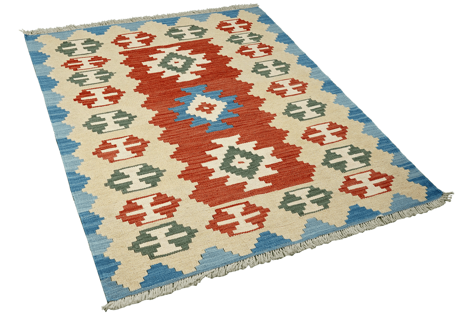Kelim Gashgai — Handmade, 103x150 cm, Red, 100% Virgin Wool | View 4