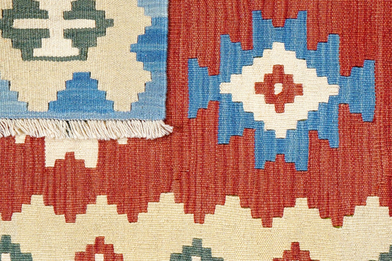 Kelim Gashgai — Handmade, 103x150 cm, Red, 100% Virgin Wool | View 6