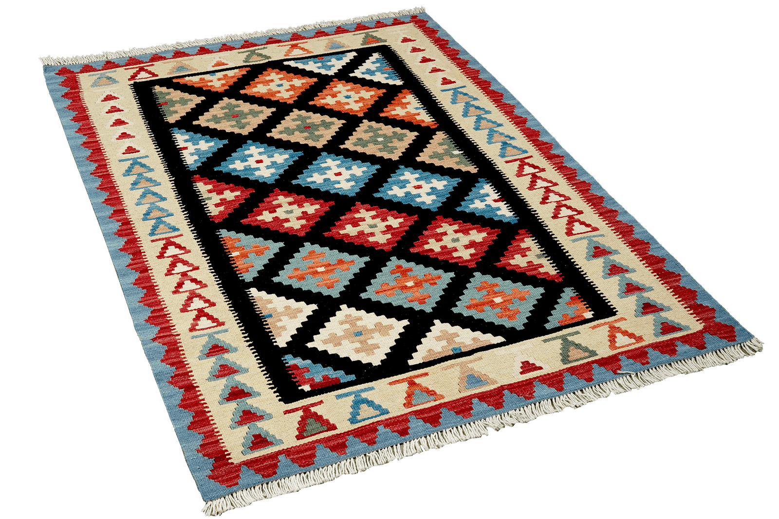 Kelim Gashgai — Handmade, 101x154 cm, Black, 100% Virgin Wool | View 4