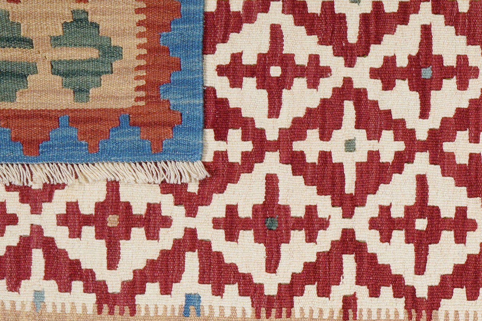 Kelim Gashgai — Handmade, 104x146 cm, Red, 100% Virgin Wool | View 6