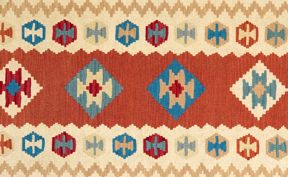 Kelim Gashgai — Handgefertigt, 297x83 cm, Beige, 100% Virgin Wool | View 5
