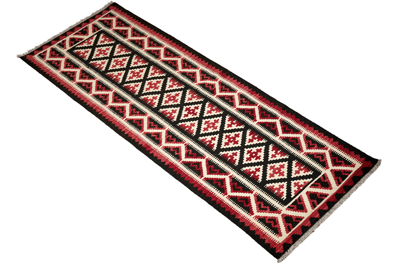 Kelim Gashgai — Handmade, 91x291 cm, Black, 100% Virgin Wool | View 4