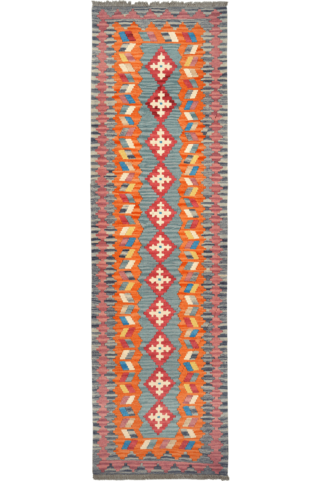 Kelim Gashgai — Handmade, 82x286 cm, Blue, 100% Virgin Wool | Main view