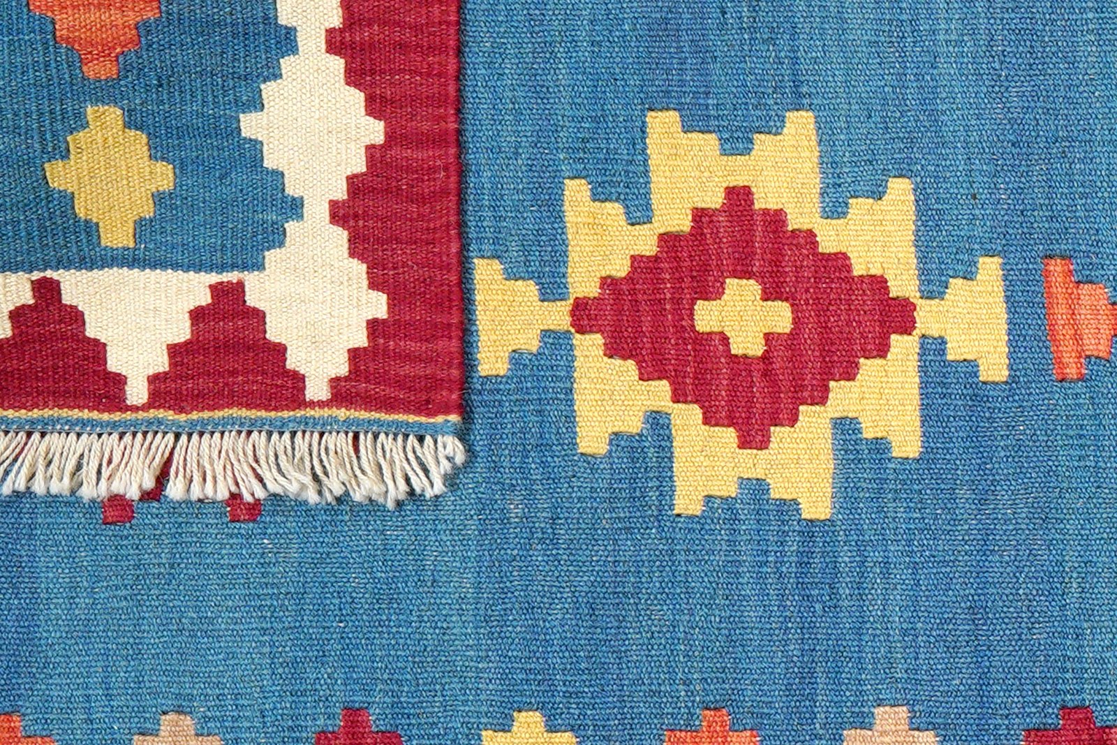 Kelim Gashgai — Handmade, 85x298 cm, Blue, 100% Virgin Wool | View 6
