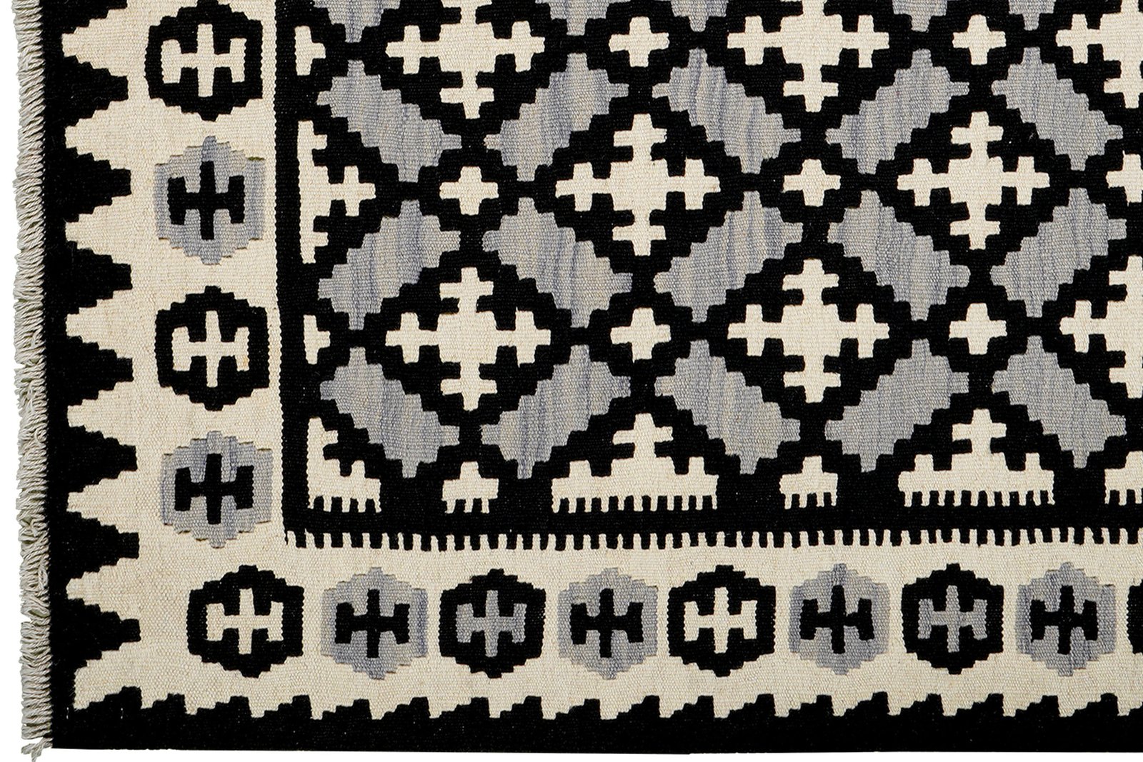 Kelim Gashgai — Handmade, 124x177 cm, Black, 100% Virgin Wool | View 3