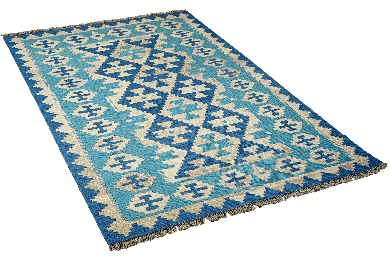 Kelim Gashgai — Handmade, 120x176 cm, Blue, 100% Virgin Wool | View 4