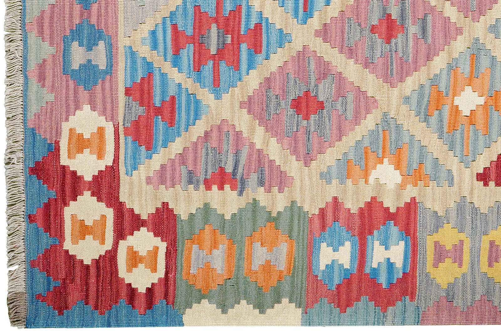 Kelim Gashgai — Handmade, 122x189 cm, Beige, 100% Virgin Wool | View 3