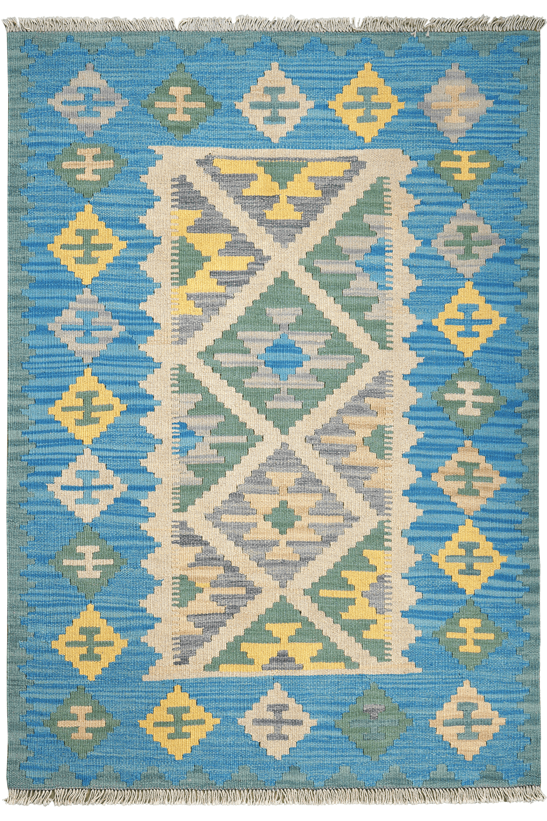 Kelim Gashgai — Handmade, 123x177 cm, Beige, 100% Virgin Wool | Main view
