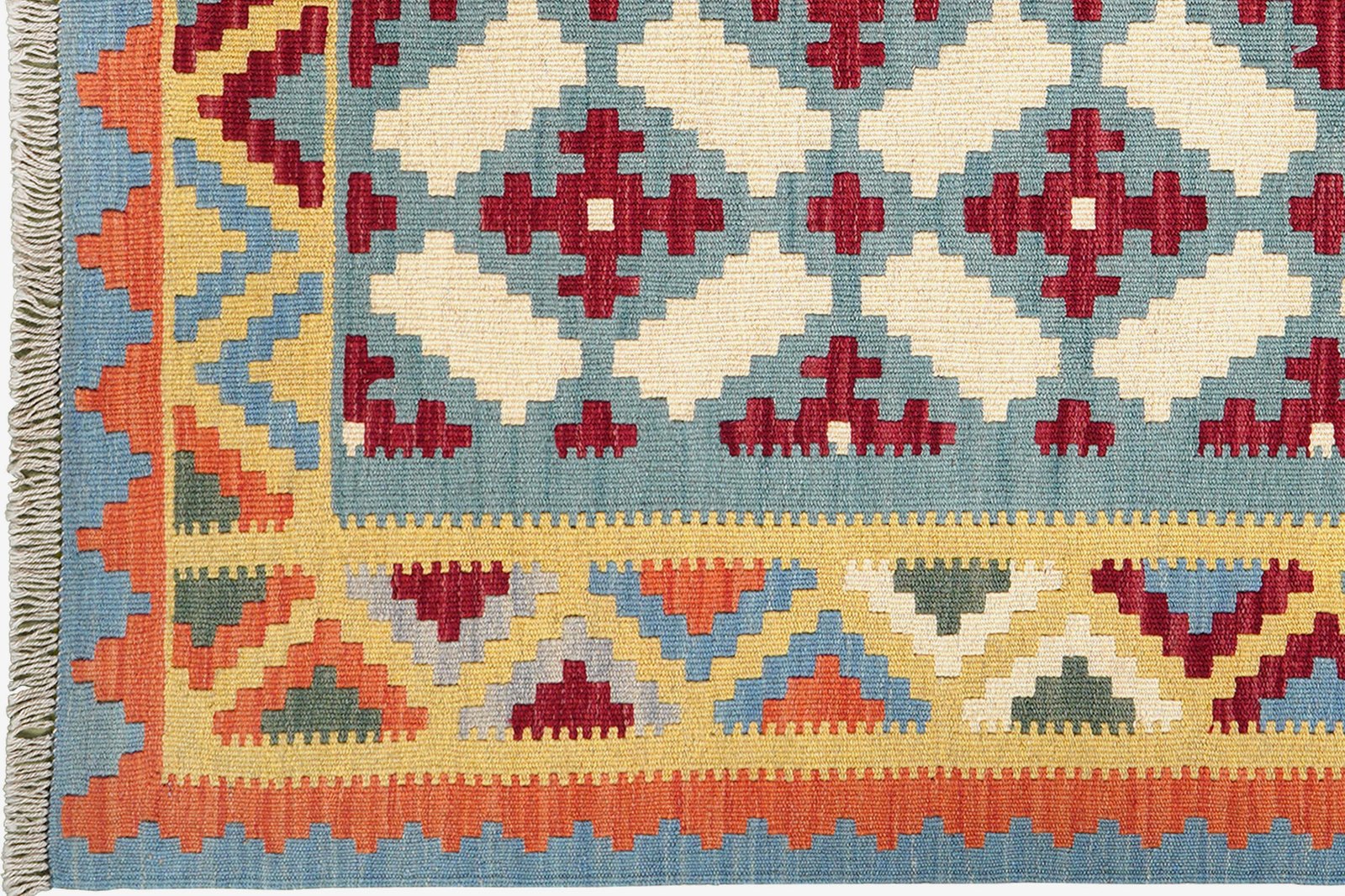 Kelim Gashgai — Handmade, 129x180 cm, Blue, 100% Virgin Wool | View 3