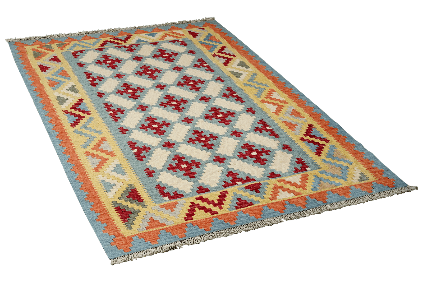 Kelim Gashgai — Handmade, 129x180 cm, Blue, 100% Virgin Wool | View 4