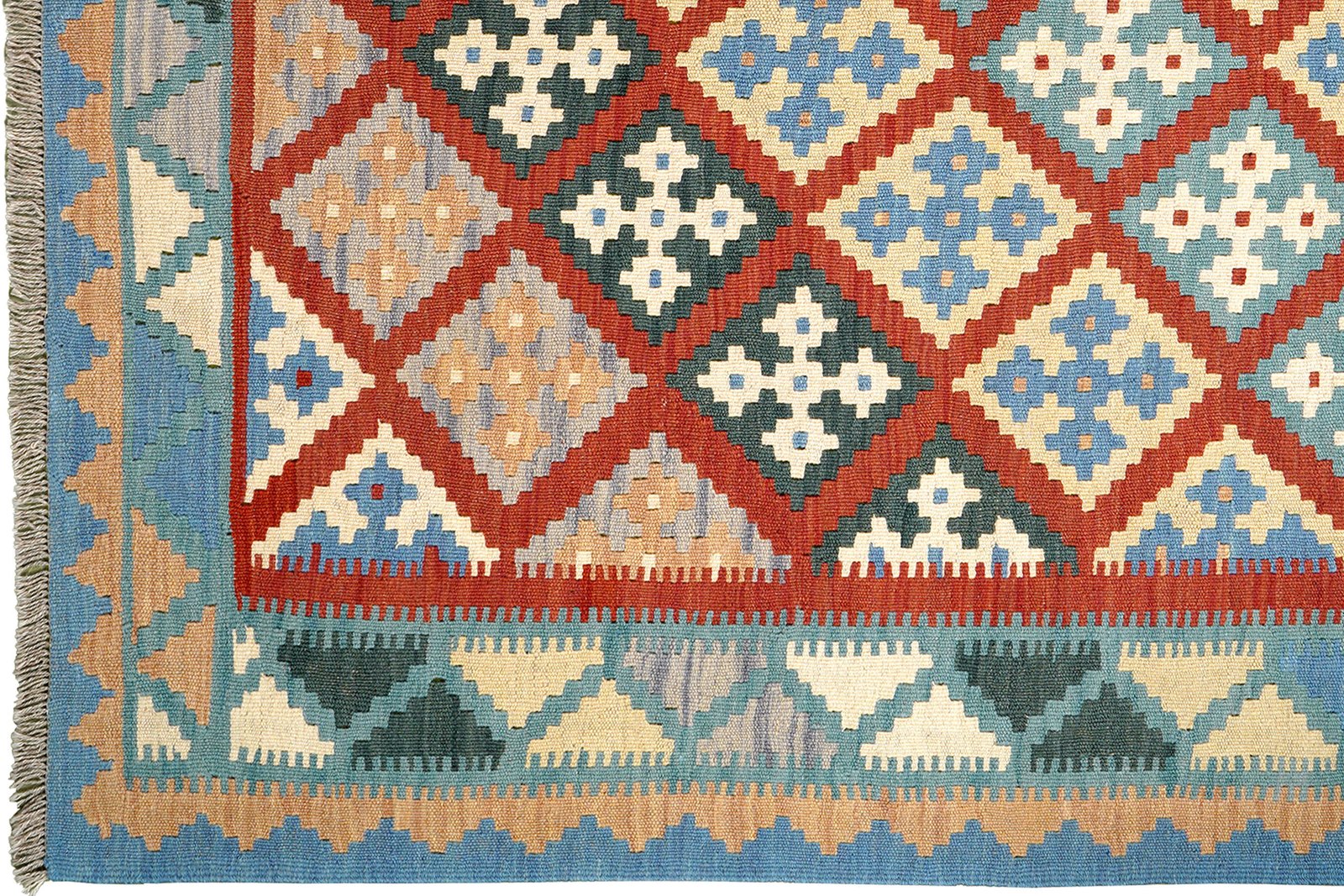 Kelim Gashgai — Handmade, 153x209 cm, Red, 100% Virgin Wool | View 3