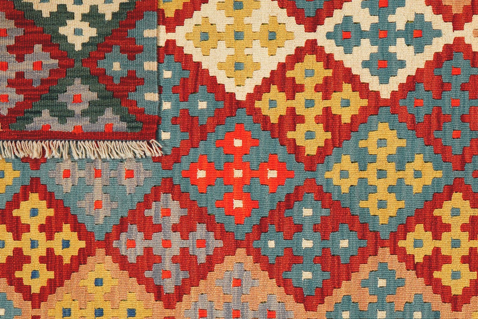 Kelim Gashgai — Handmade, 132x182 cm, Multicolor, 100% Virgin Wool | View 6