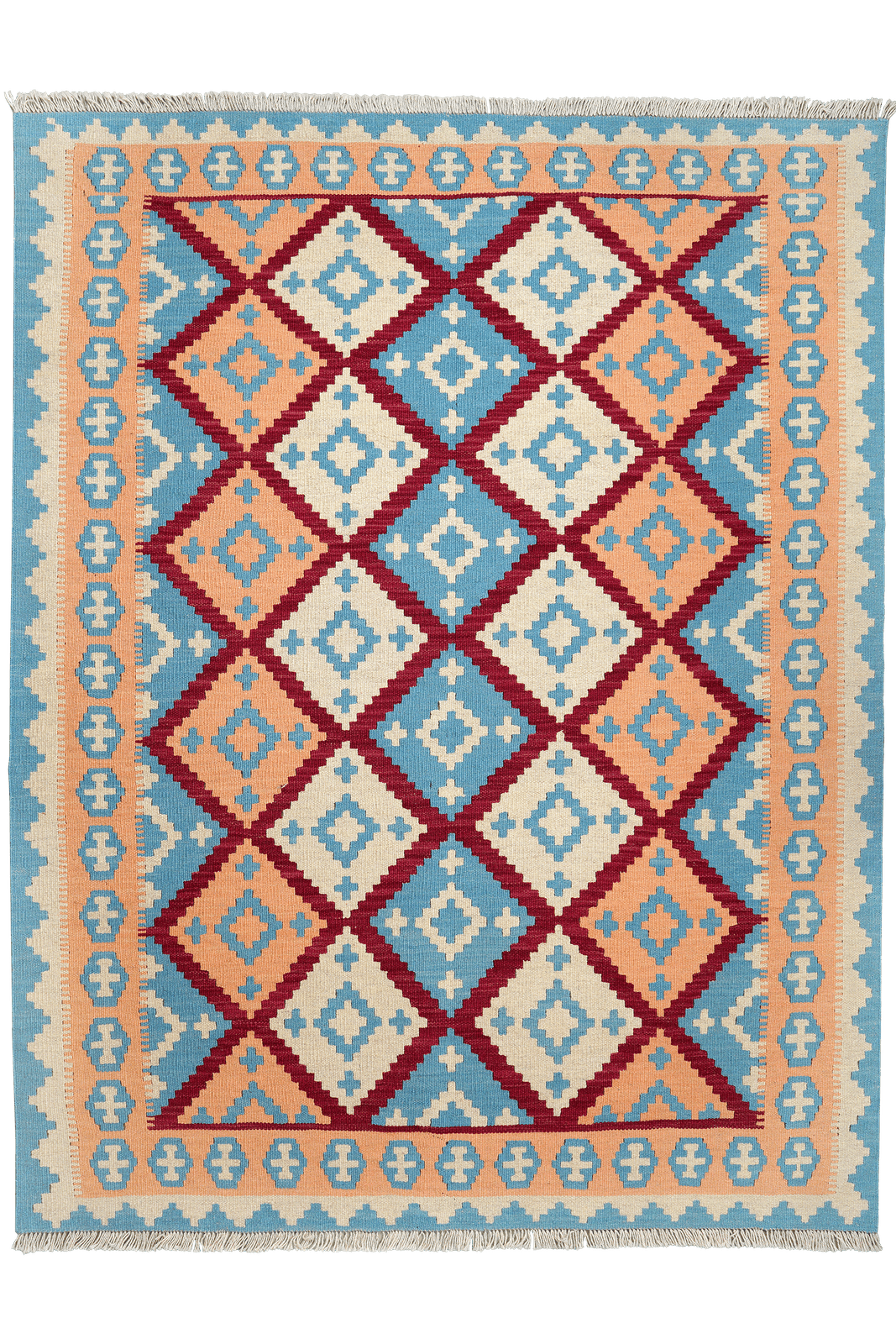 Kelim Gashgai — Handmade, 153x201 cm, Red, 100% Virgin Wool | Main view