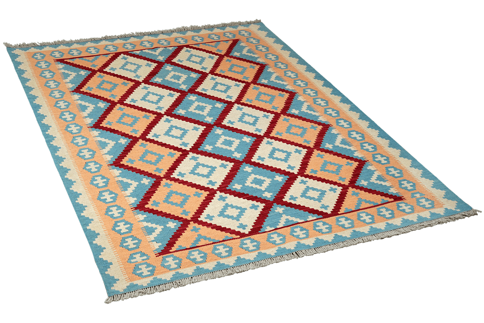 Kelim Gashgai — Handmade, 153x201 cm, Red, 100% Virgin Wool | View 4