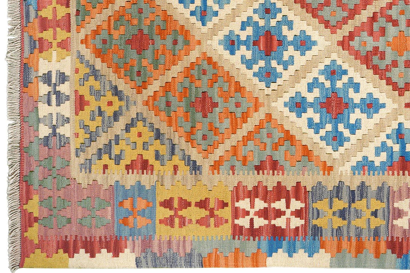 Kelim Gashgai — Handmade, 156x205 cm, Beige, 100% Virgin Wool | View 3