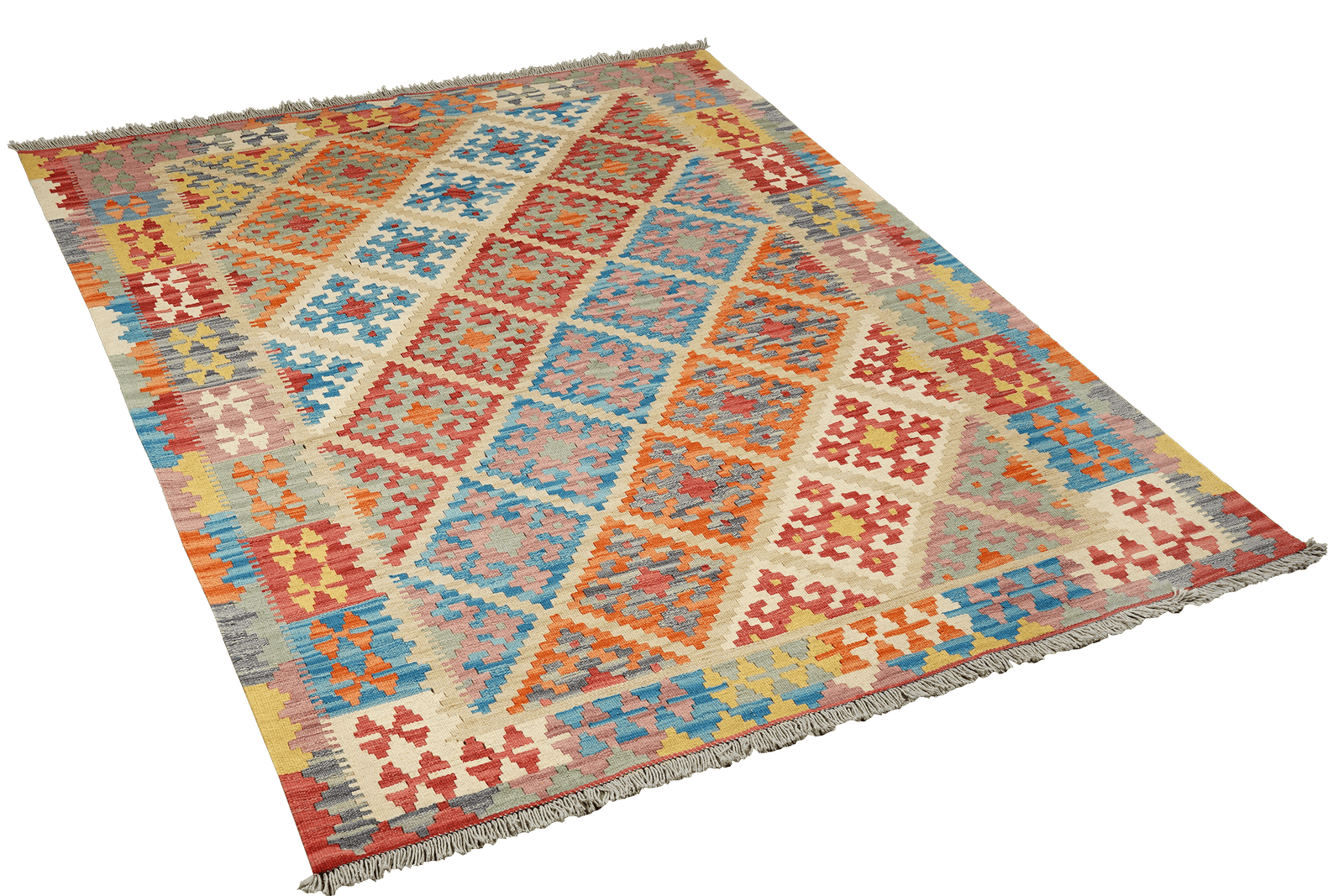 Kelim Gashgai — Handmade, 156x205 cm, Beige, 100% Virgin Wool | View 4