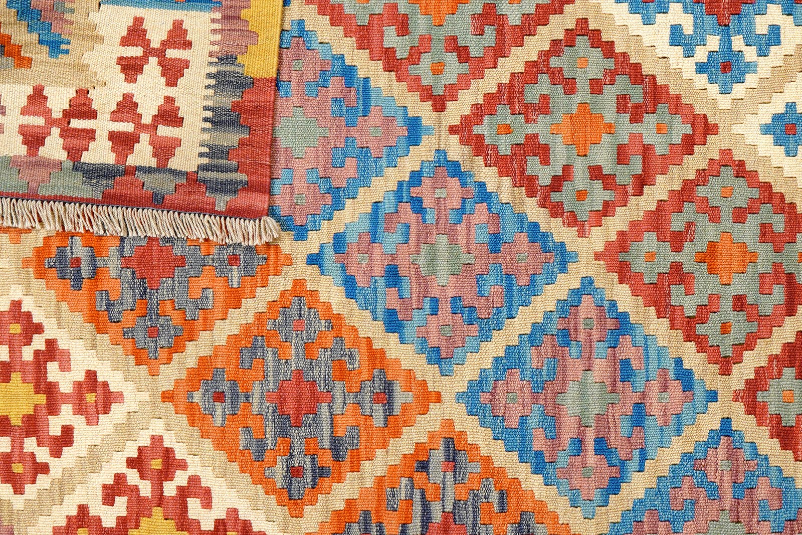 Kelim Gashgai — Handmade, 156x205 cm, Beige, 100% Virgin Wool | View 6