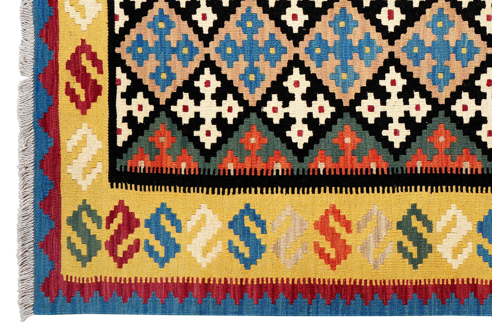 Kelim Gashgai — Handmade, 153x192 cm, Black, 100% Virgin Wool | View 3