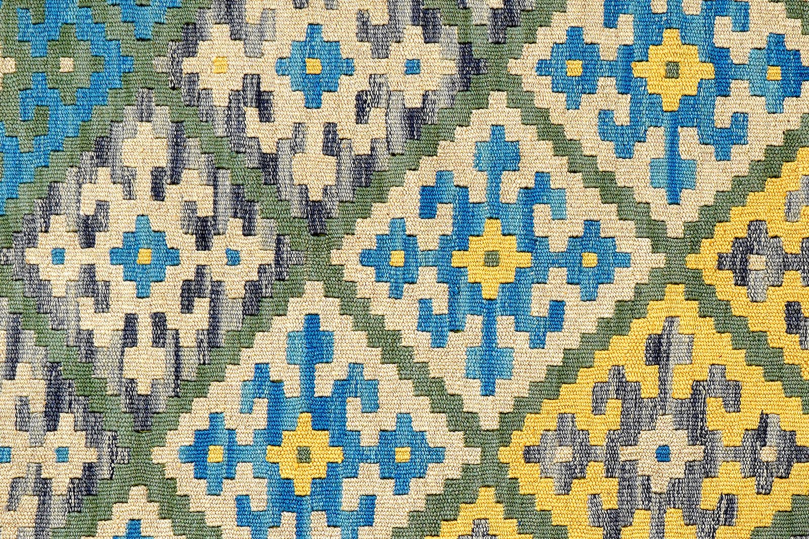 Kelim Gashgai — Handmade, 127x178 cm, Green, 100% Virgin Wool | View 5