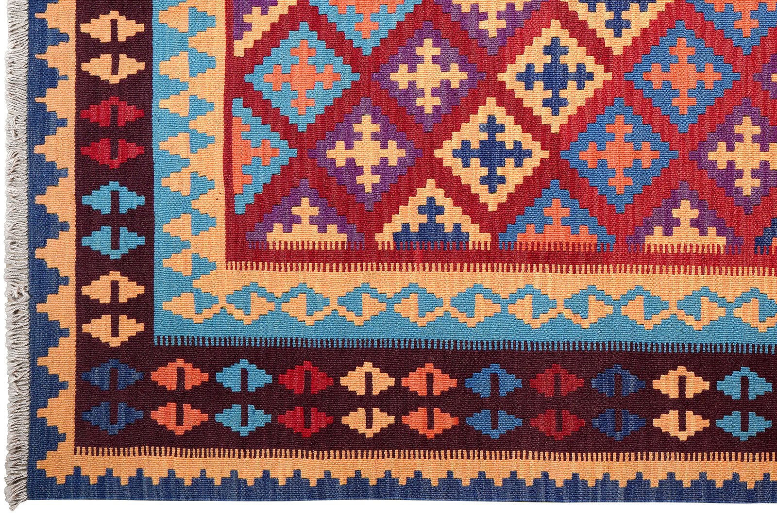 Kelim Gashgai — Handmade, 166x248 cm, Red, 100% Virgin Wool | View 3