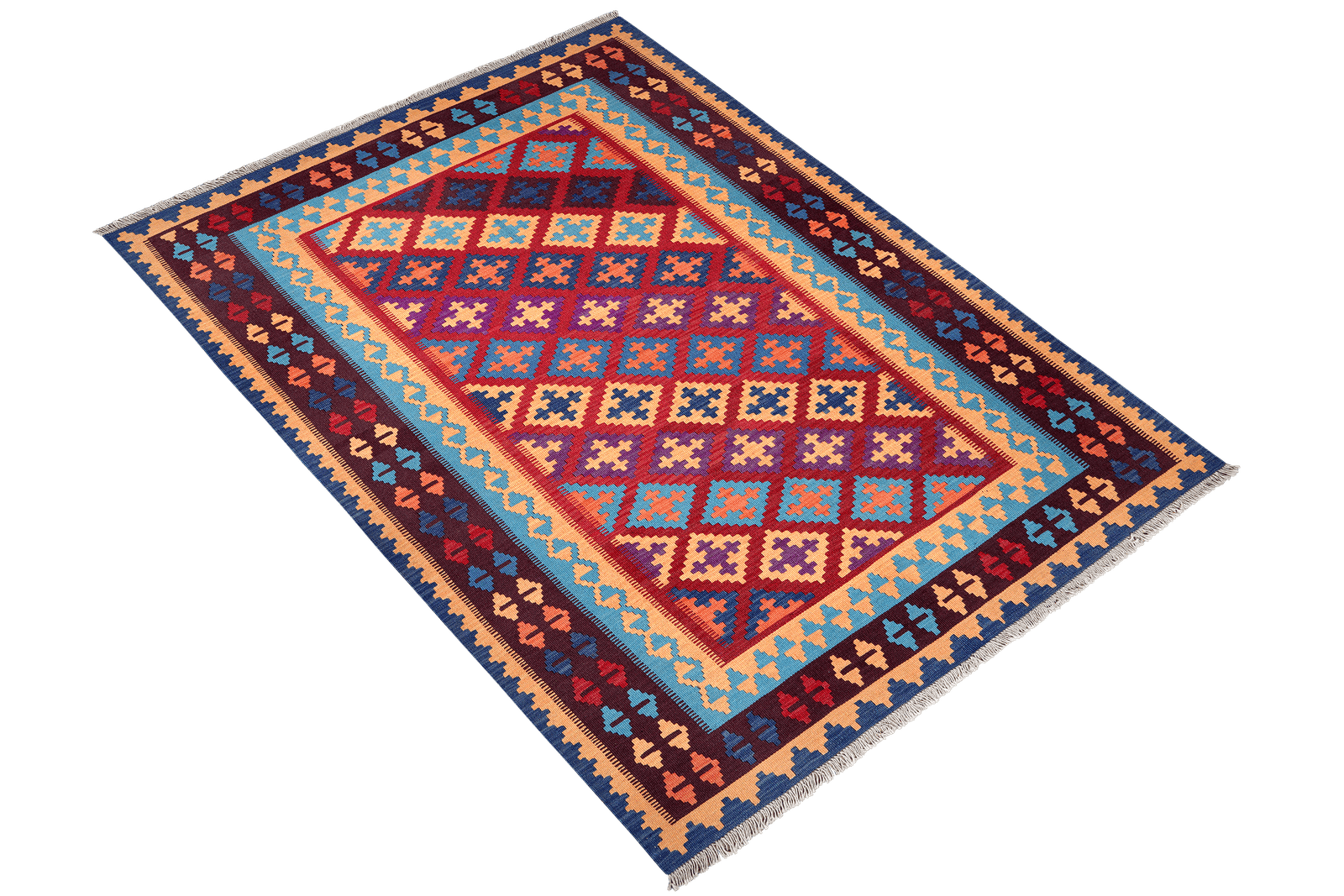 Kelim Gashgai — Handmade, 166x248 cm, Red, 100% Virgin Wool | View 4