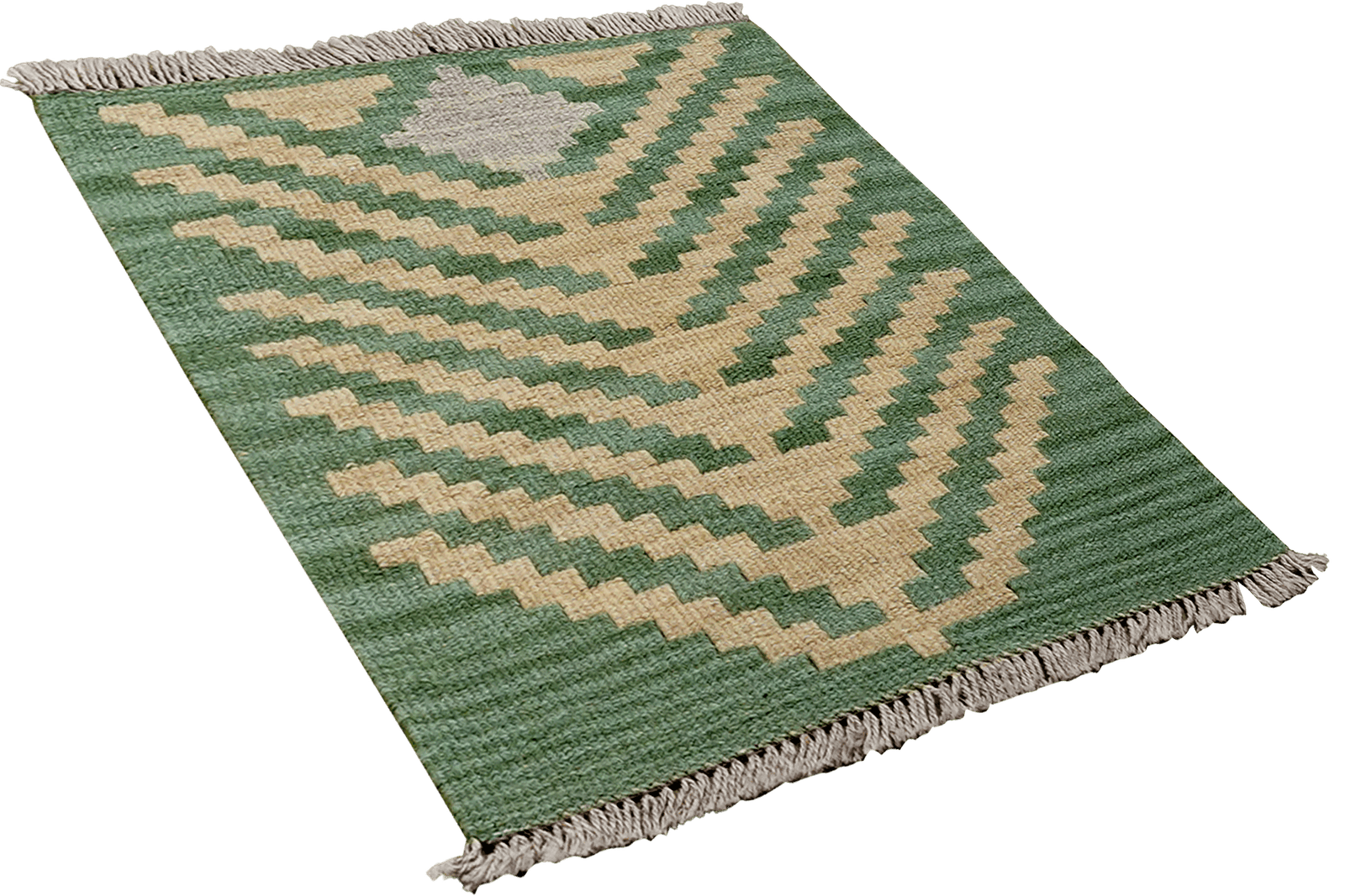 Kelim Gashgai — Handmade, 42x60 cm, Green, 100% Virgin Wool | View 4