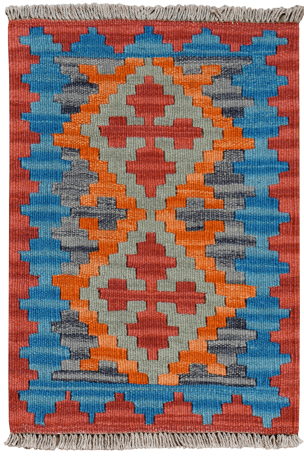 Kelim Gashgai — Handmade, 44x64 cm, Blue, 100% Virgin Wool | Main view