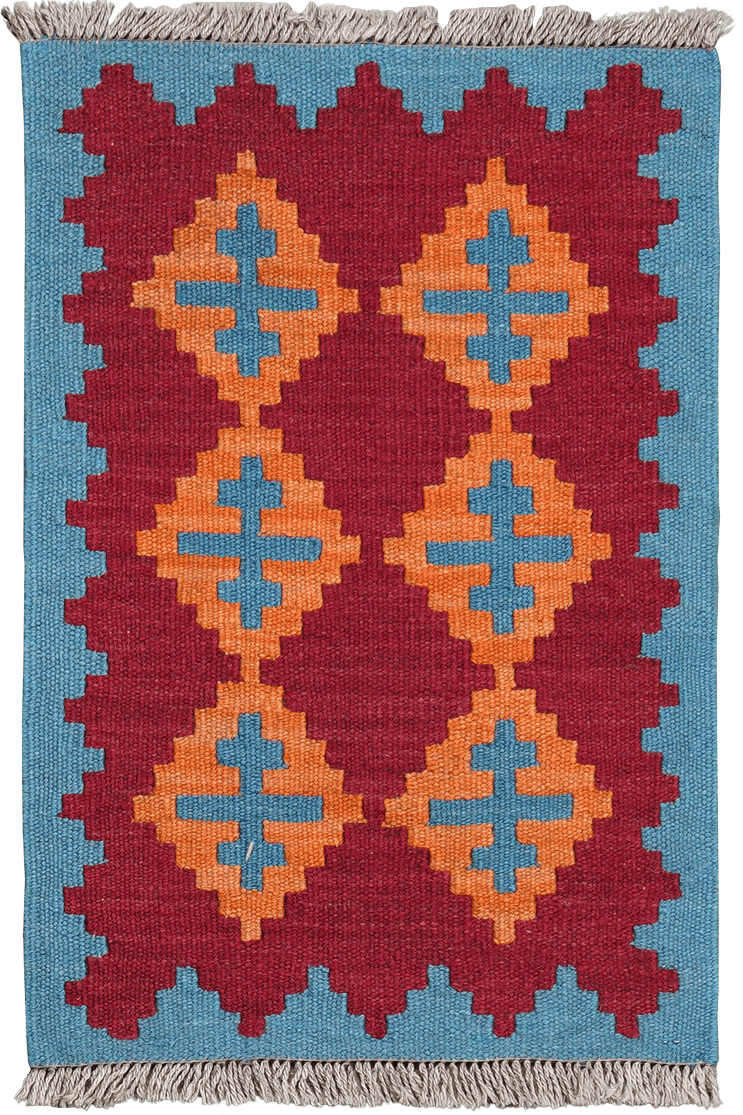 Kelim Gashgai — Handmade, 42x62 cm, Red, 100% Virgin Wool | Main view