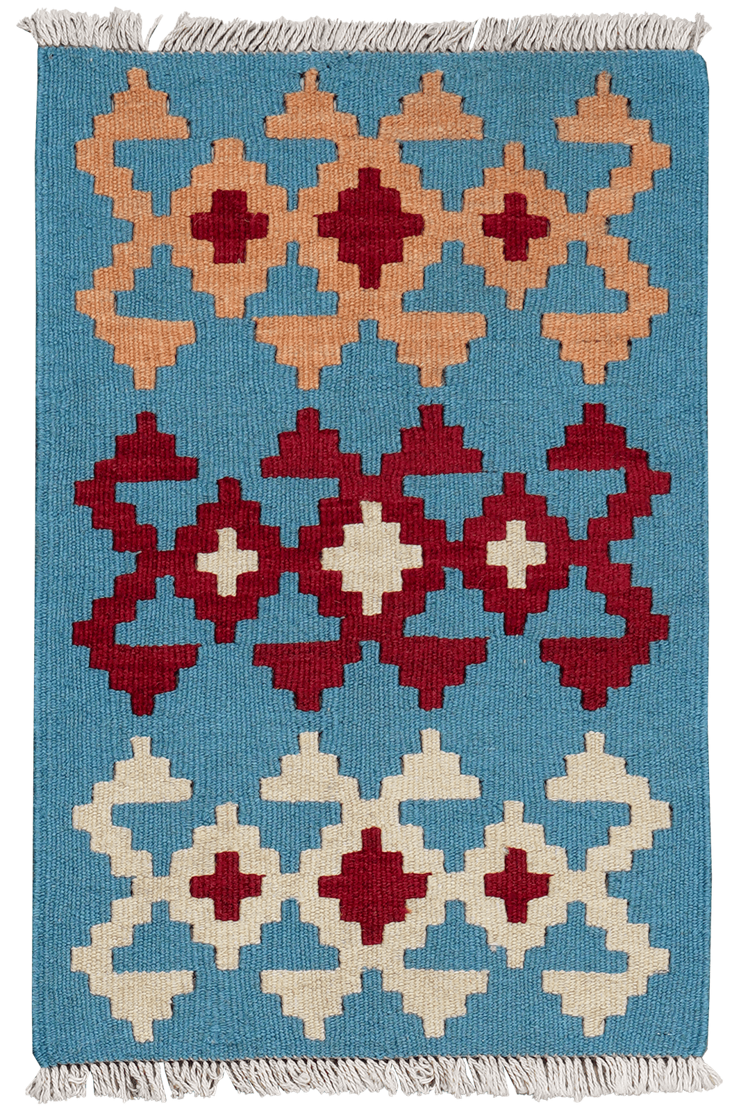 Kelim Gashgai — Handmade, 43x65 cm, Blue, 100% Virgin Wool | Main view
