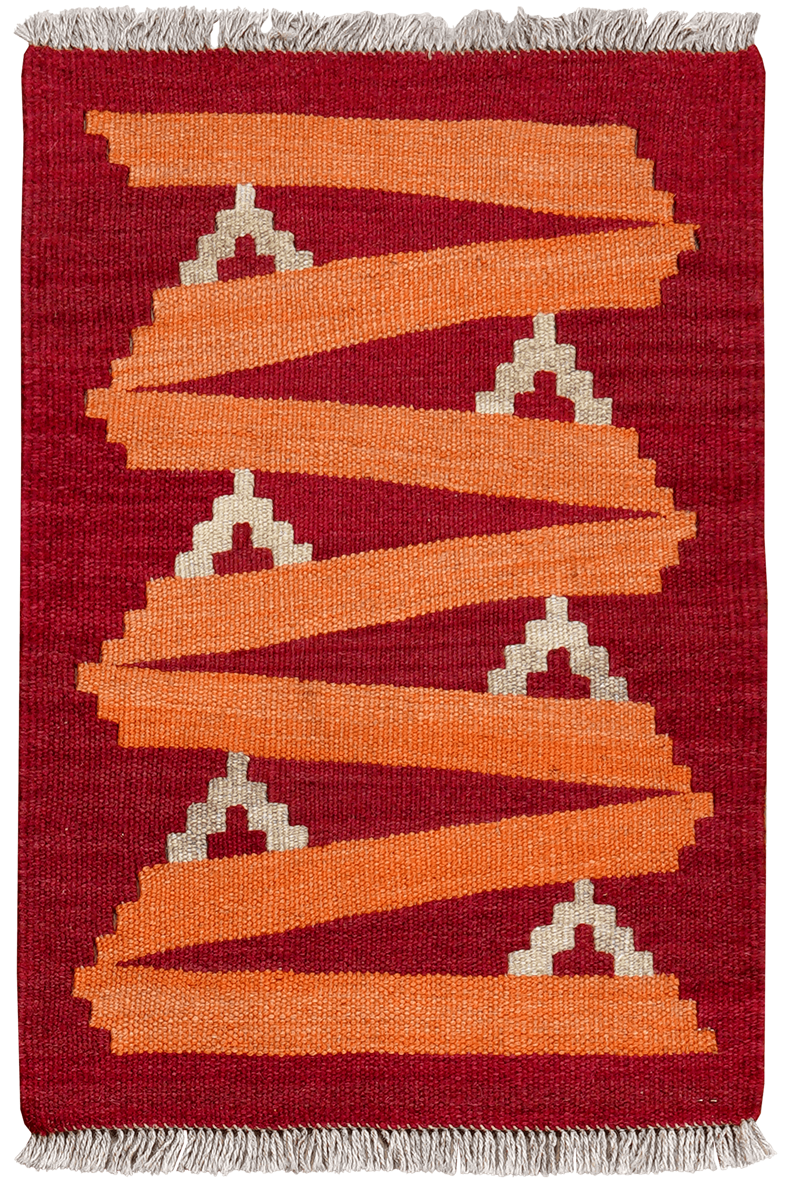 Kelim Gashgai — Handmade, 42x62 cm, Orange, 100% Virgin Wool | Main view