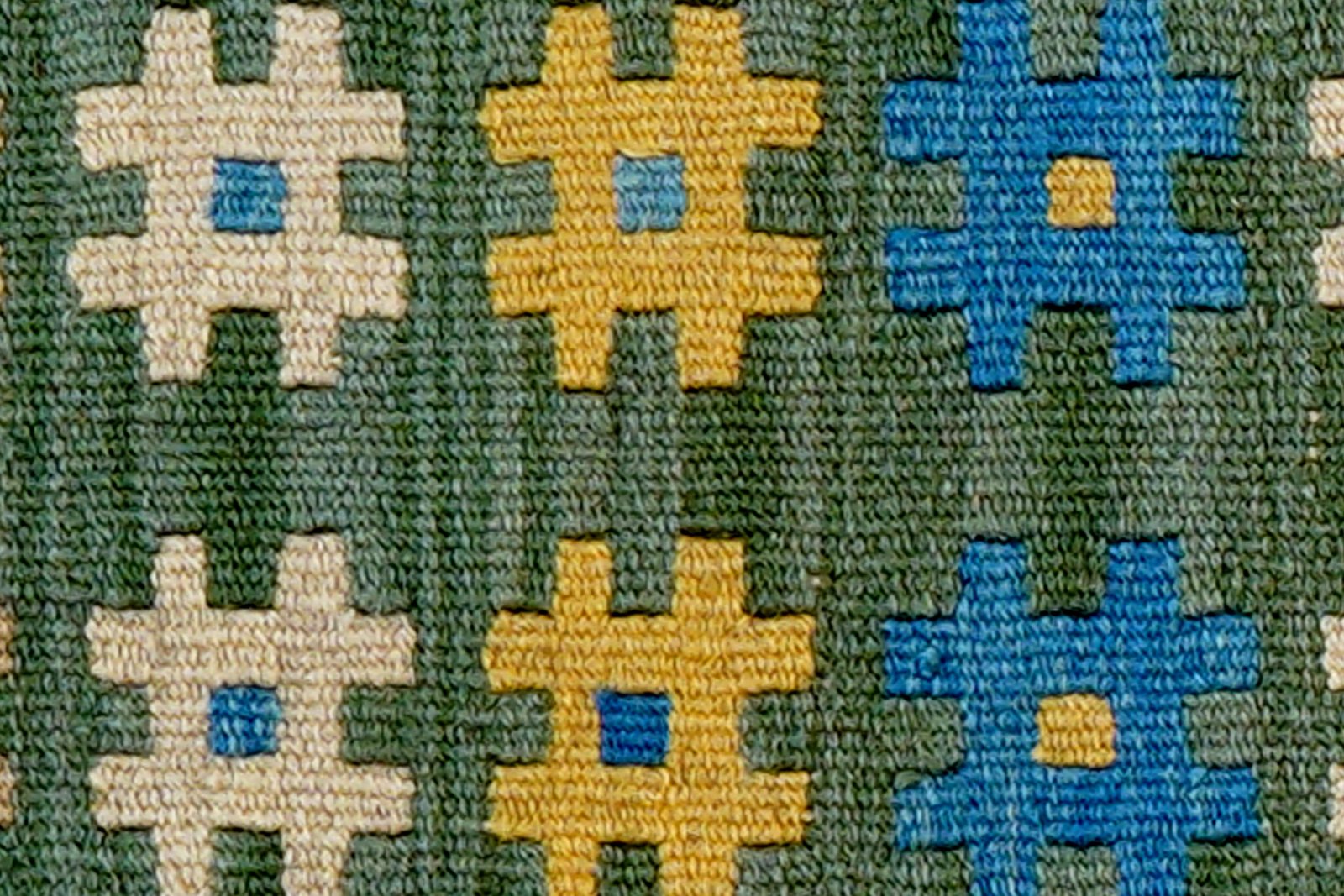 Kelim Gashgai — Handmade, 41x60 cm, Green, 100% Virgin Wool | View 5