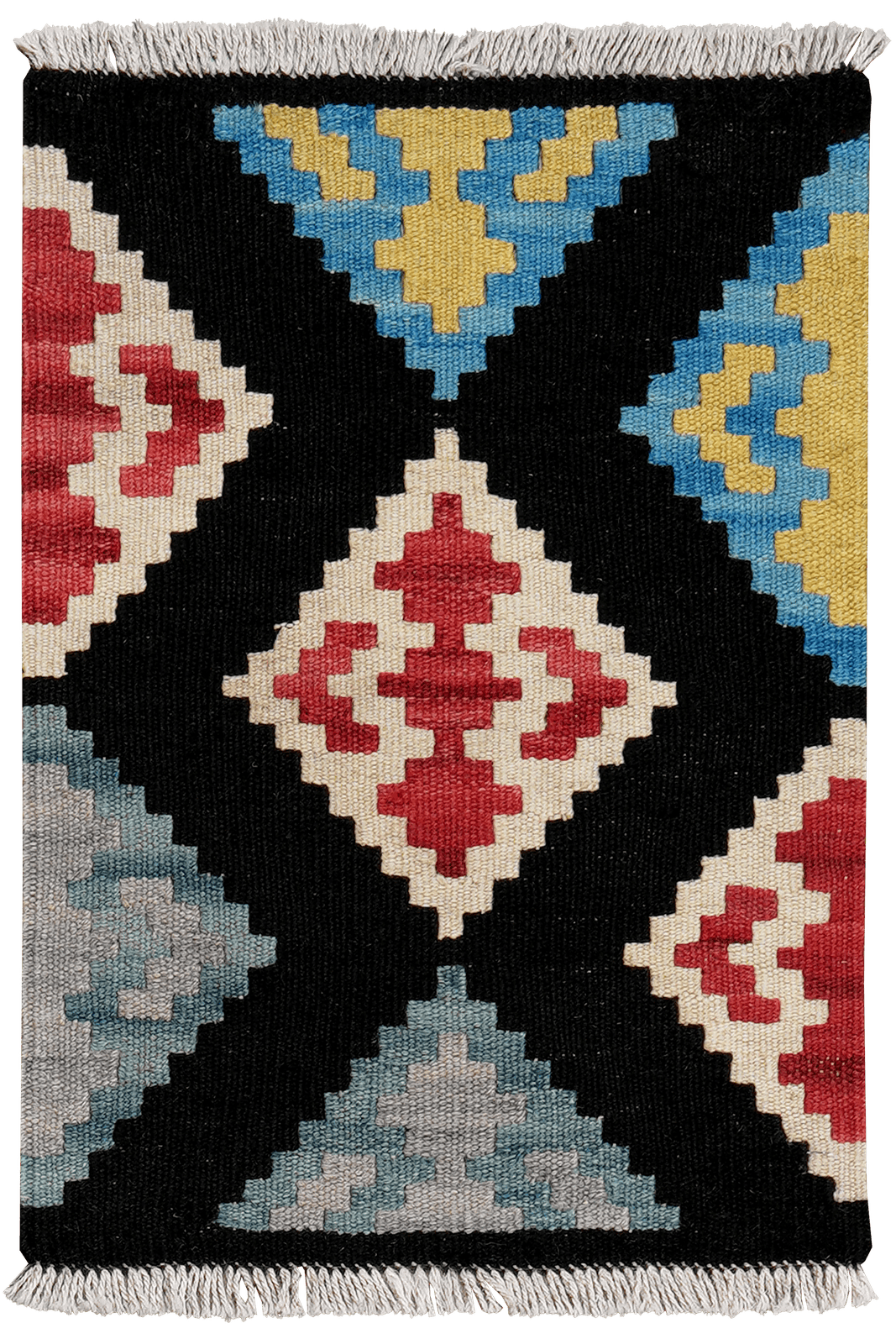 Kelim Gashgai — Handmade, 42x60 cm, Black, 100% Virgin Wool | Main view
