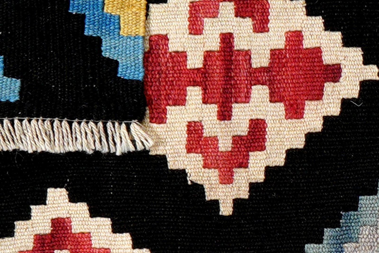 Kelim Gashgai — Handmade, 42x60 cm, Black, 100% Virgin Wool | View 6