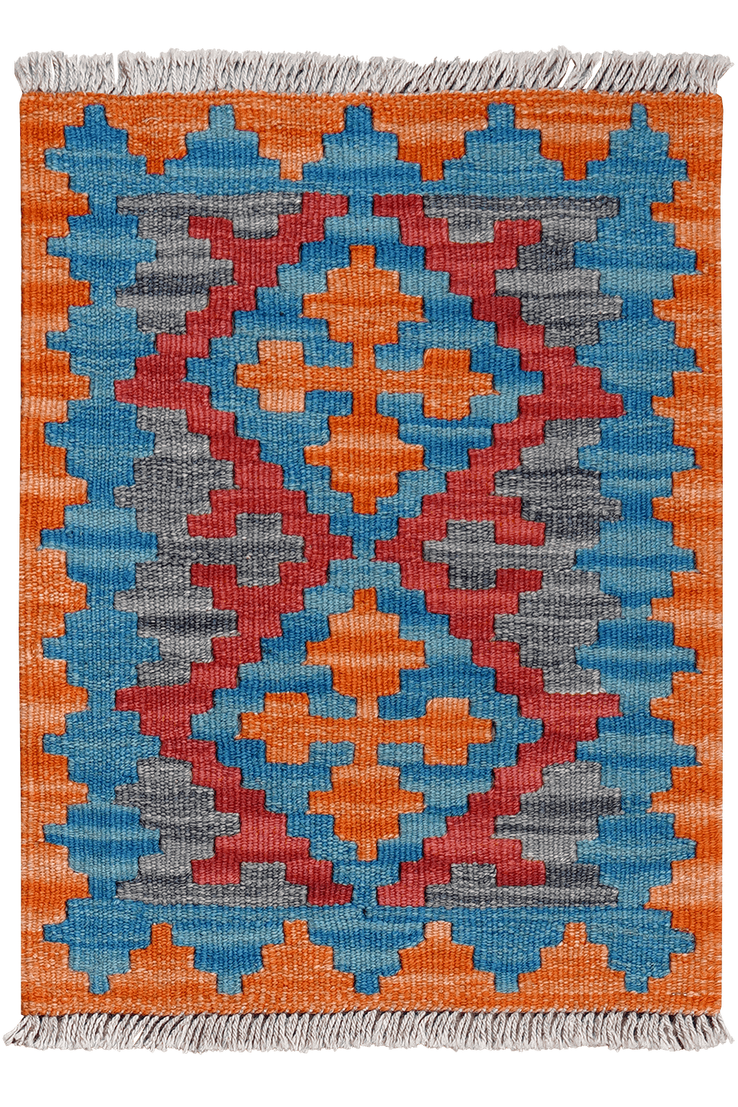 Kelim Gashgai — Handmade, 45x60 cm, Blue, 100% Virgin Wool | Main view