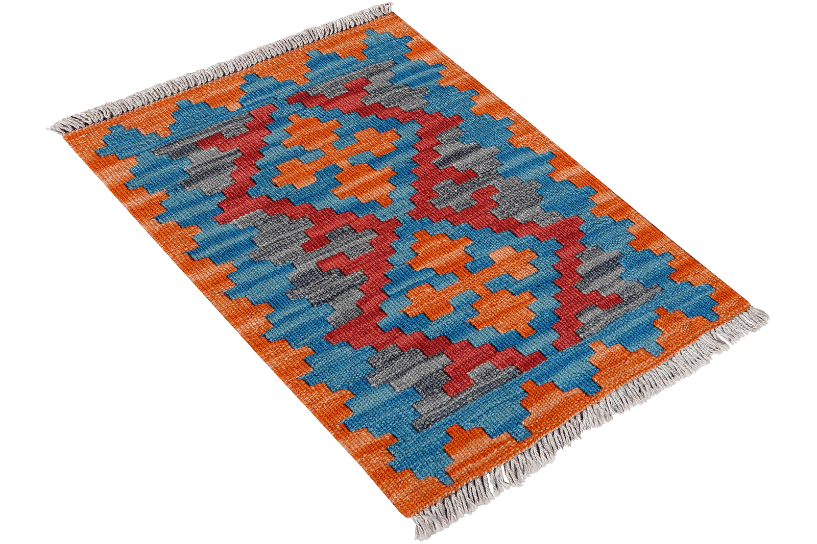 Kelim Gashgai — Handmade, 45x60 cm, Blue, 100% Virgin Wool | View 4