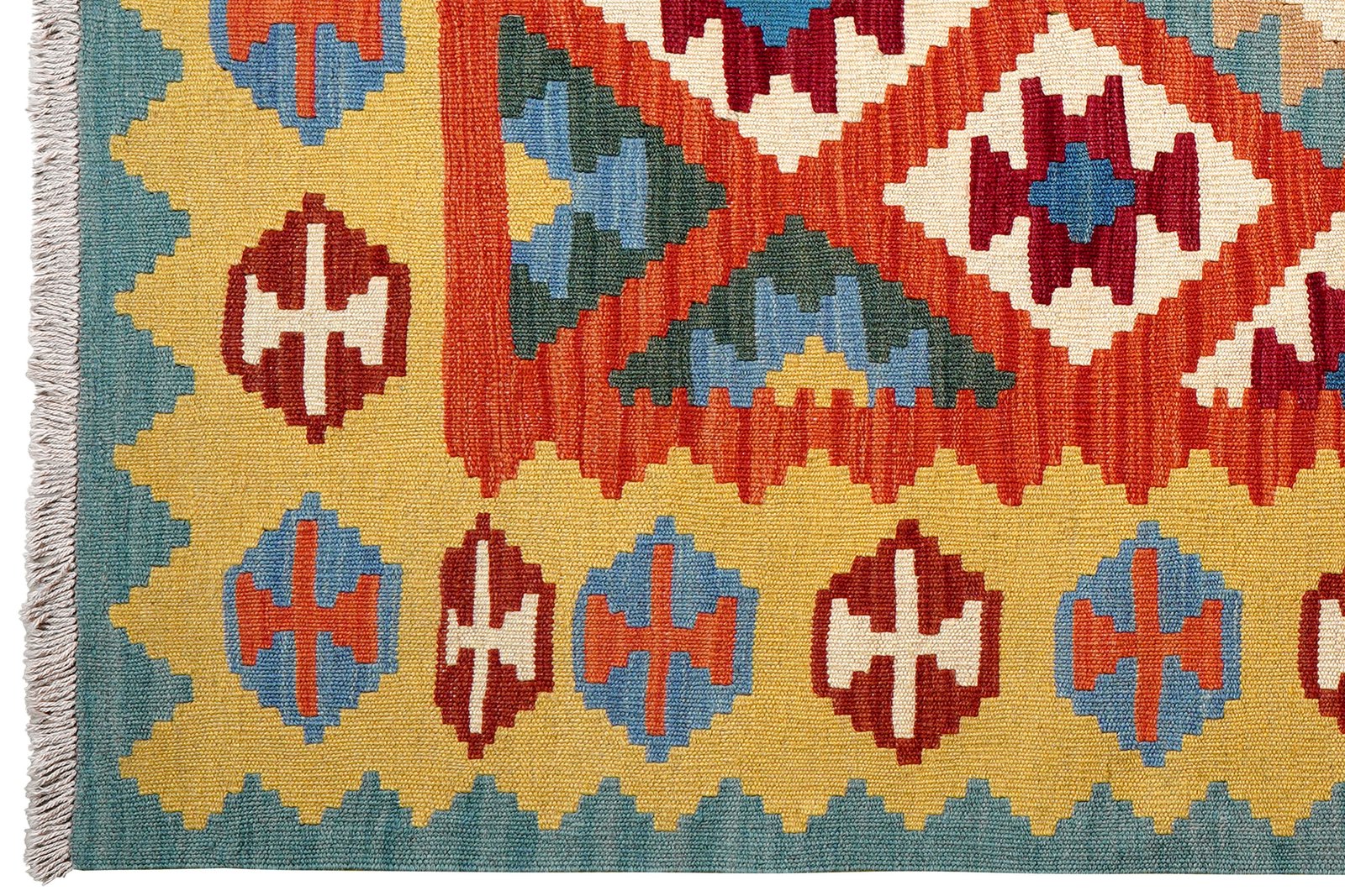 Kelim Gashgai — Handmade, 121x176 cm, Red, 100% Virgin Wool | View 3