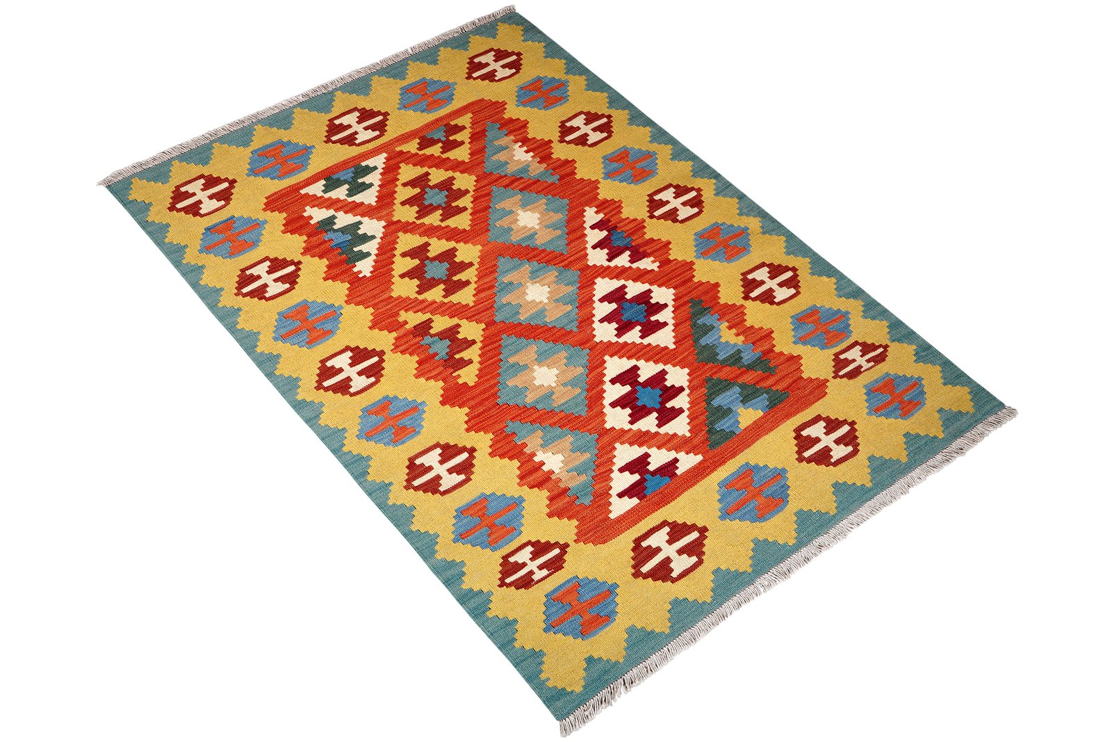 Kelim Gashgai — Handmade, 121x176 cm, Red, 100% Virgin Wool | View 4