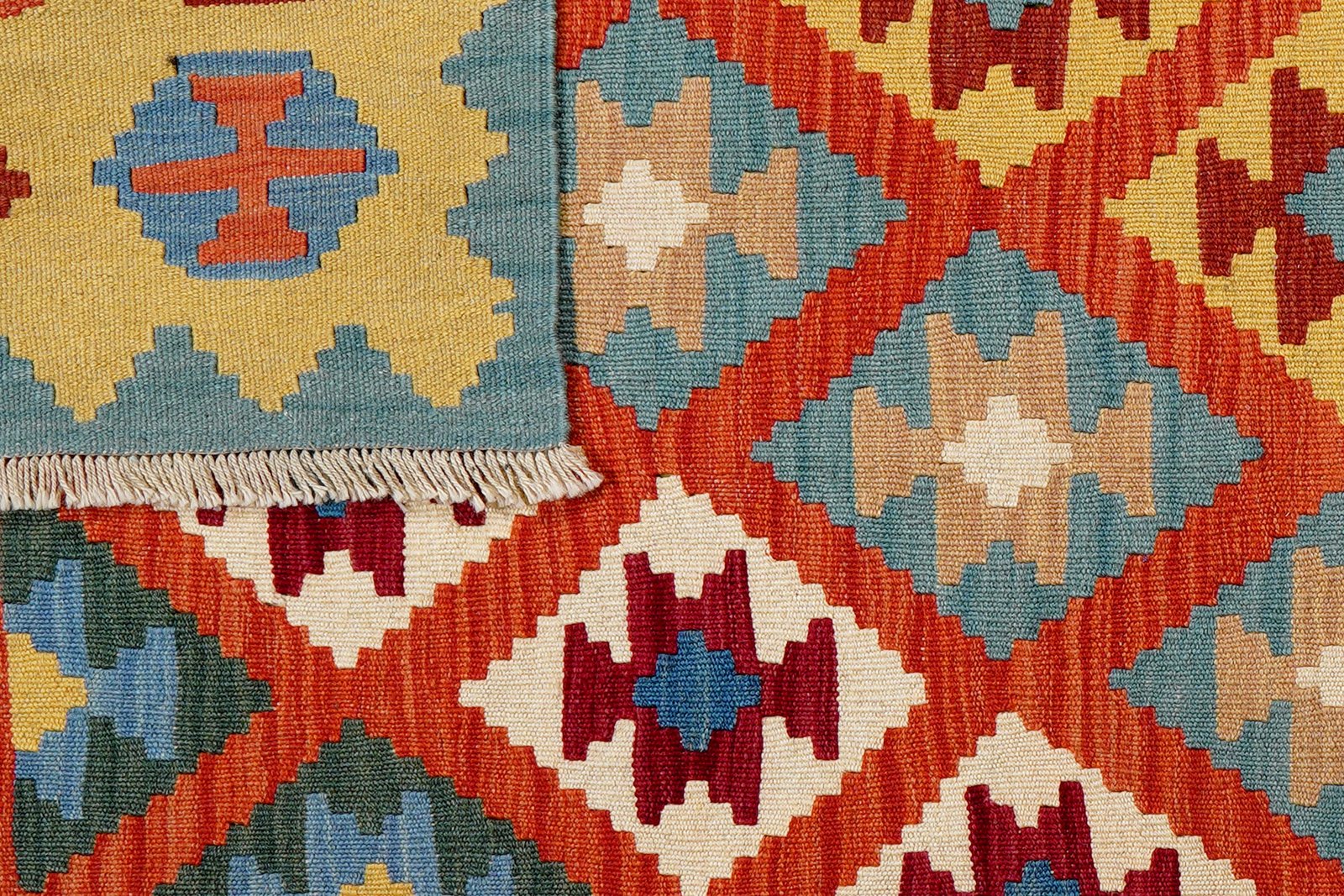 Kelim Gashgai — Handmade, 121x176 cm, Red, 100% Virgin Wool | View 6