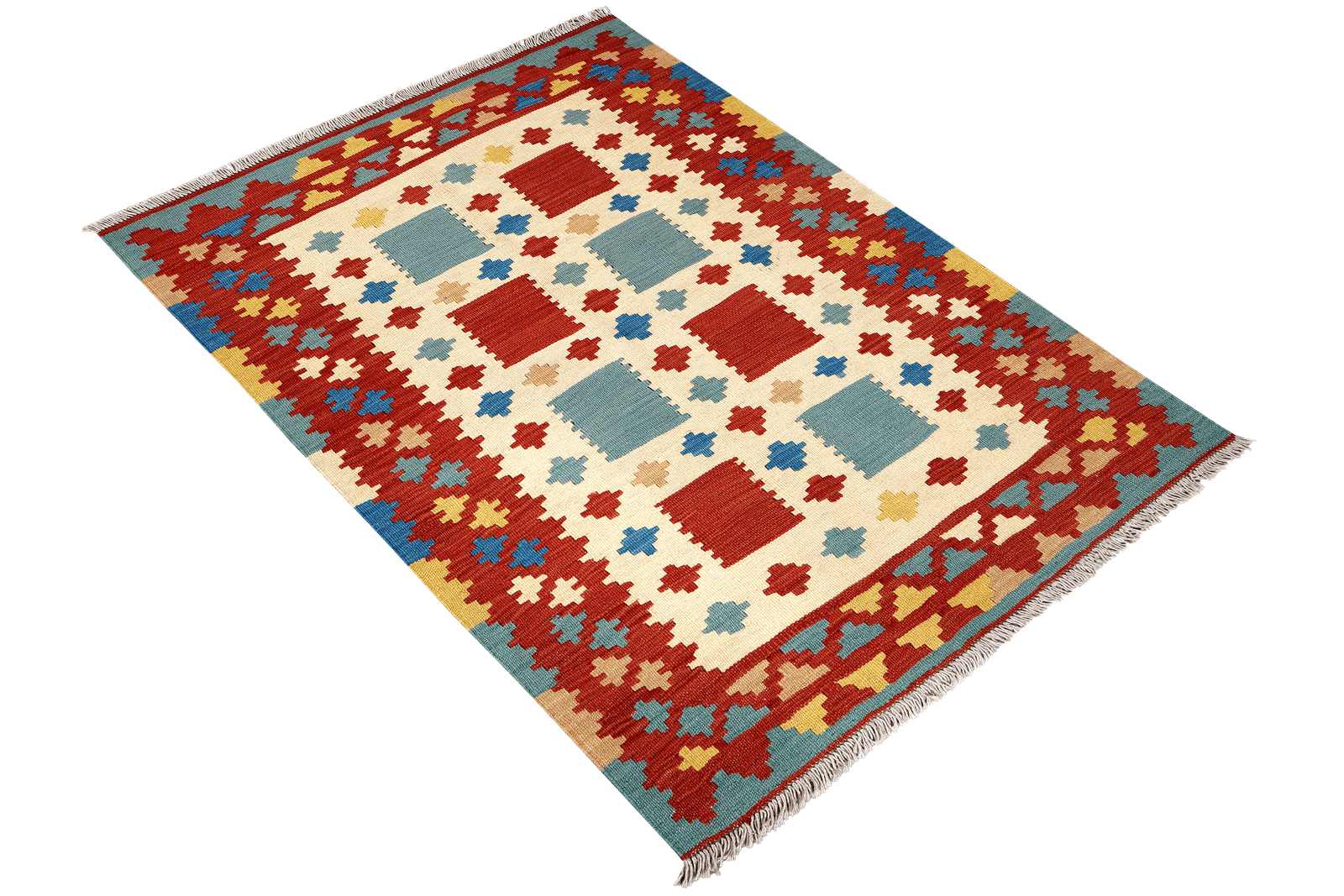 Kelim Gashgai — Handmade, 107x152 cm, Beige, 100% Virgin Wool | View 4