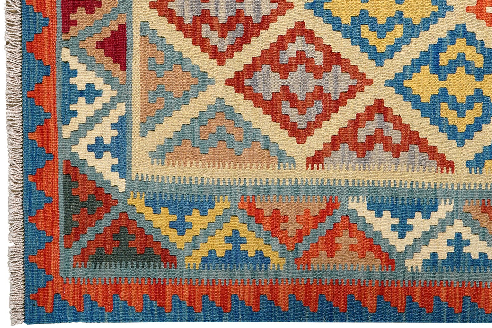 Kelim Gashgai — Handmade, 124x173 cm, Beige, 100% Virgin Wool | View 3