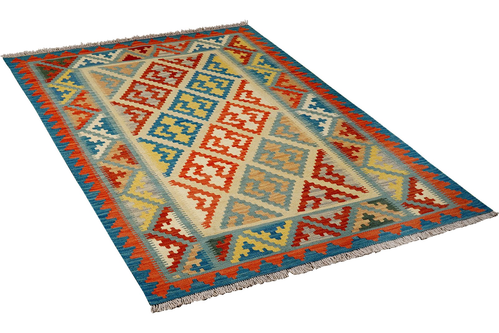Kelim Gashgai — Handmade, 124x173 cm, Beige, 100% Virgin Wool | View 4