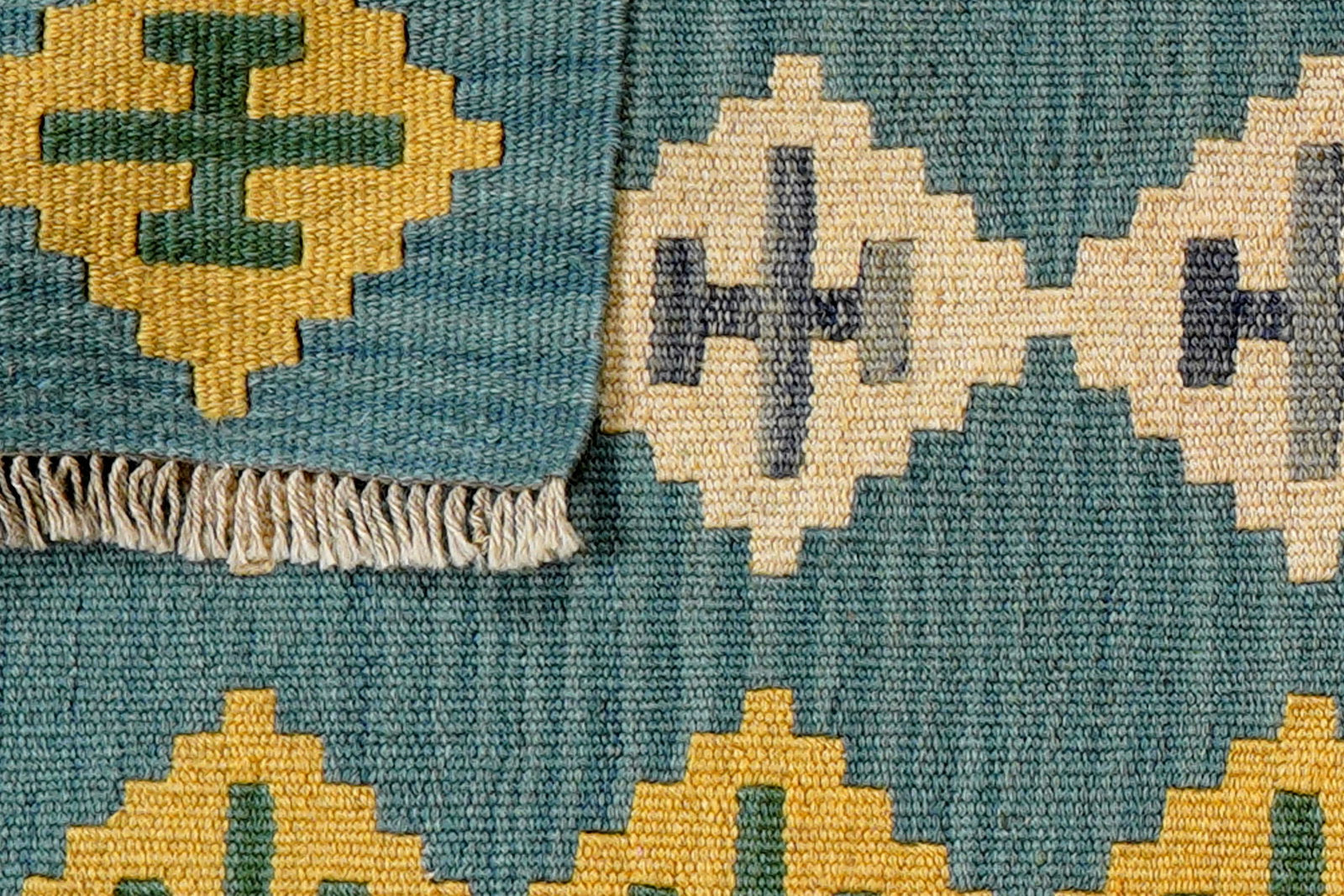 Kelim Gashgai — Handgefertigt, 88x63 cm, Blau, 100% Virgin Wool | View 7