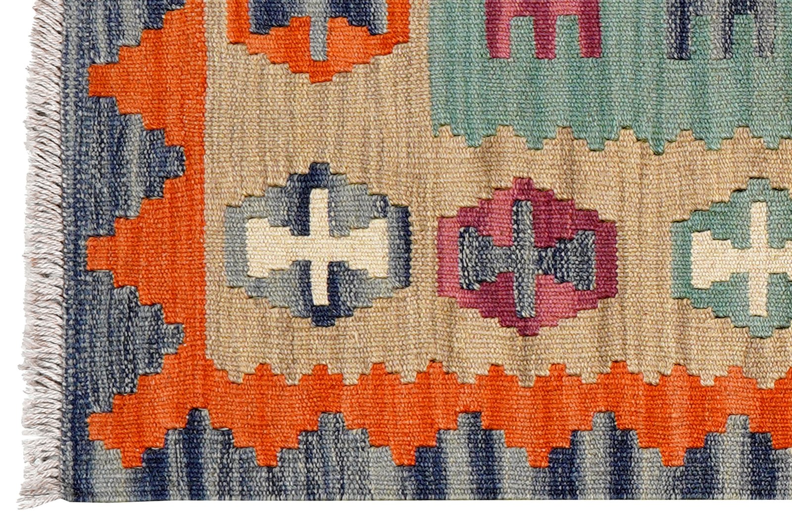 Kelim Gashgai — Handmade, 64x91 cm, Beige, 100% Virgin Wool | View 3